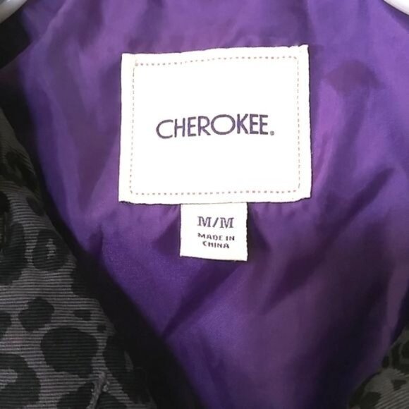 Cherokee Girls Size Medium Peacoat Leopard Print Double-Breasted Lined Interior - Picture 6 of 7